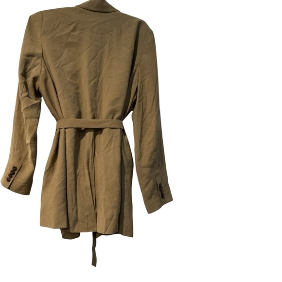 Madewell Belted Blazer Jacket Womens Large Tan Modal Blend Tie Waist Lightweight - Picture 3 of 11